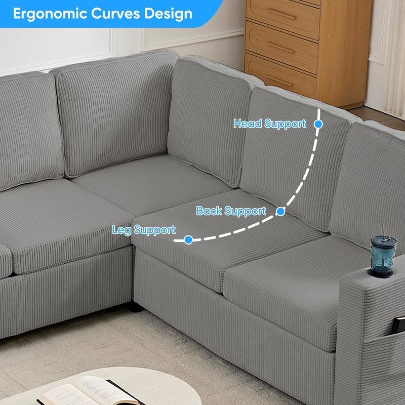 Mixoy Convertible Modular bunk combination sofa with pull out bed,L-shaped 5-seat Sectional Sleeper Sofa Bed with Storage seat
