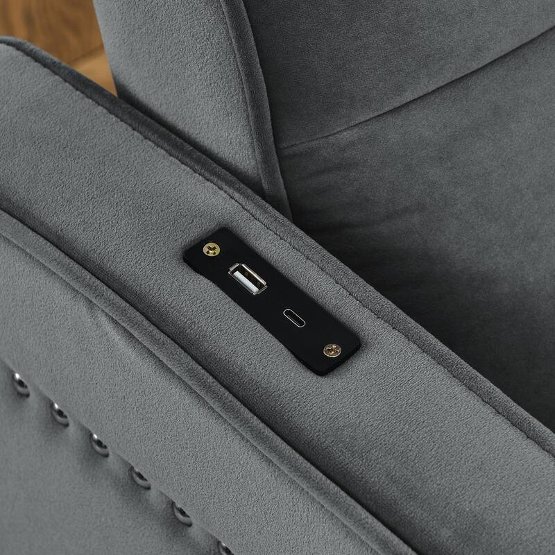 Loveseats Sofa Bed With Pull-Out Bed,Adjsutable Back And Two Arm Pocket