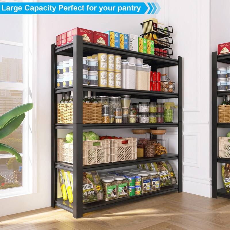 5/6-Tier Adjustable Heavy Duty Metal Storage Shelves, Black, 72/82"H - Black+ Gray - 72.5"H 5-Tier