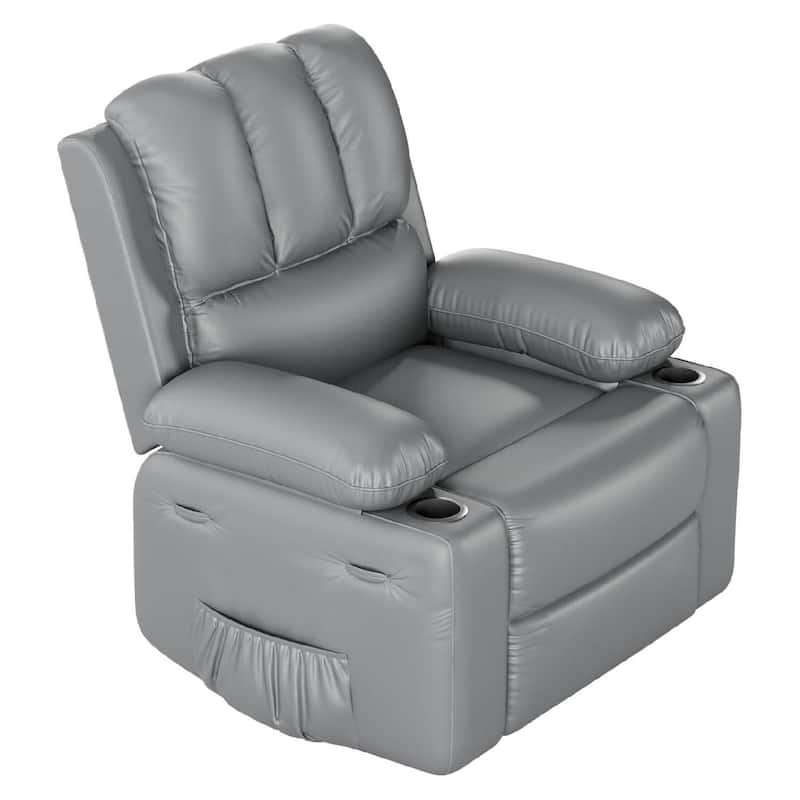 Single Manul Recliner Sofa Chair with Side Pocket for Living Room, Bedroom and Nursery - Grey
