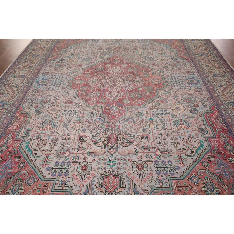 Geometric Tabriz Persian Vintage Area Rug Handmade Wool Carpet - 9'6"x 12'8"