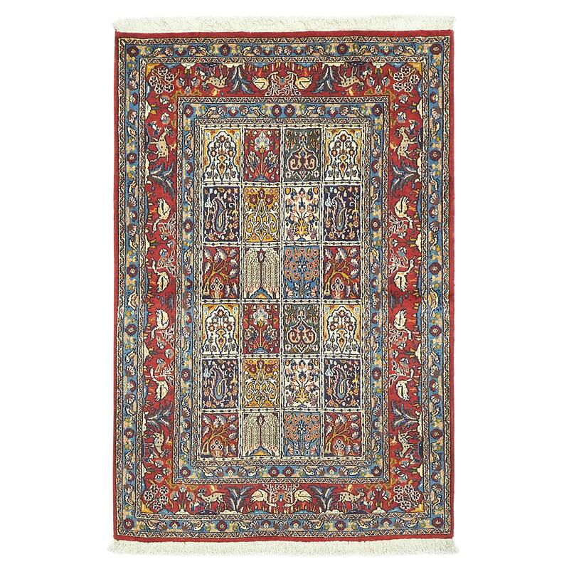 ECARPETGALLERY Hand-knotted Kayseri Vintage Red Silk, Wool Rug - 3'2 x 4'8