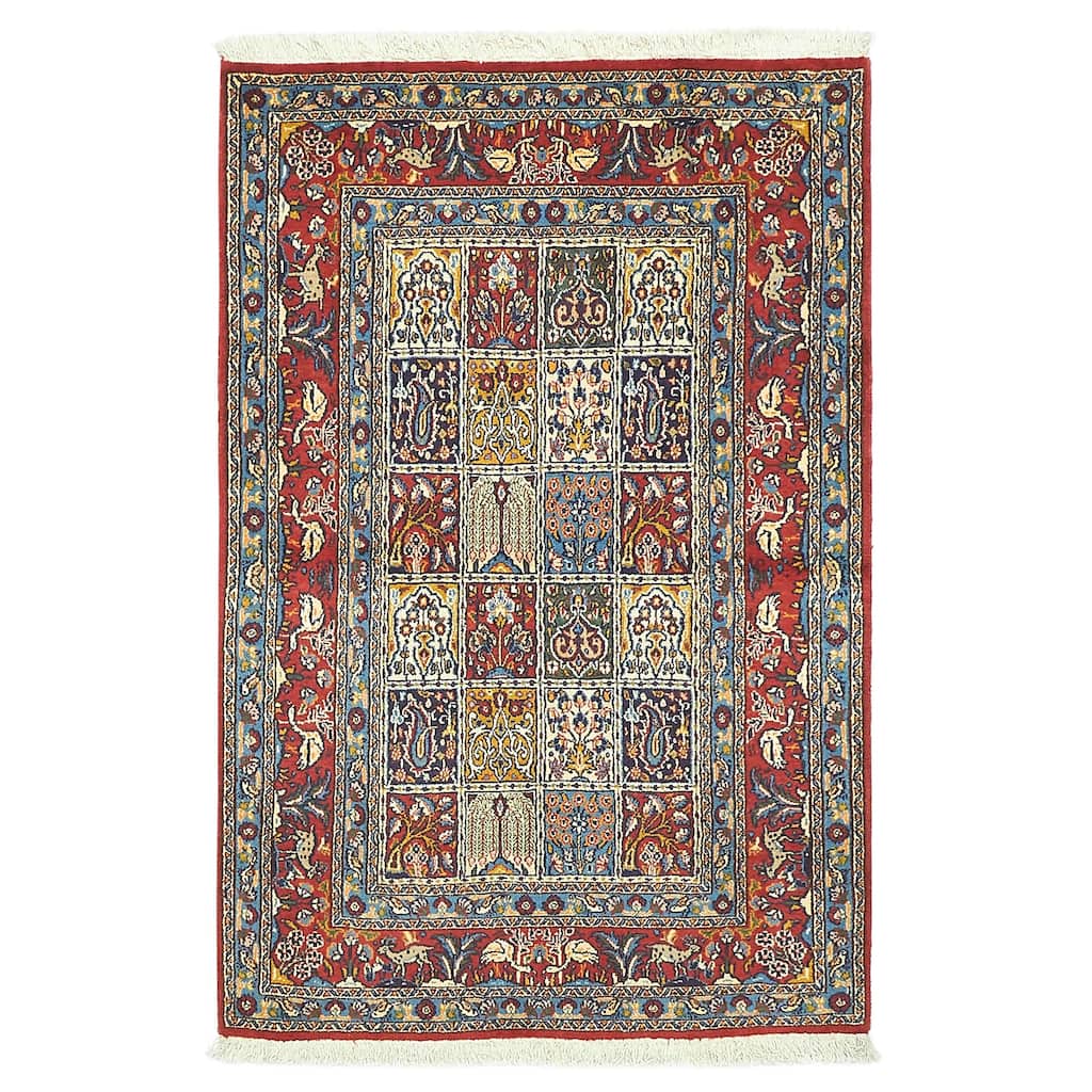 ECARPETGALLERY Hand-knotted Kayseri Vintage Red Silk, Wool Rug - 3'2 x 4'8