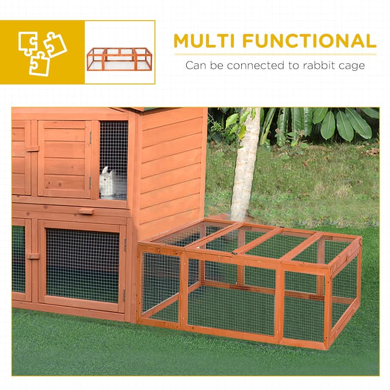 Small Pet Cage with Wheels, Shelf Storage and Two Access Doors - 70.75" L x 35.5" W x 19" H
