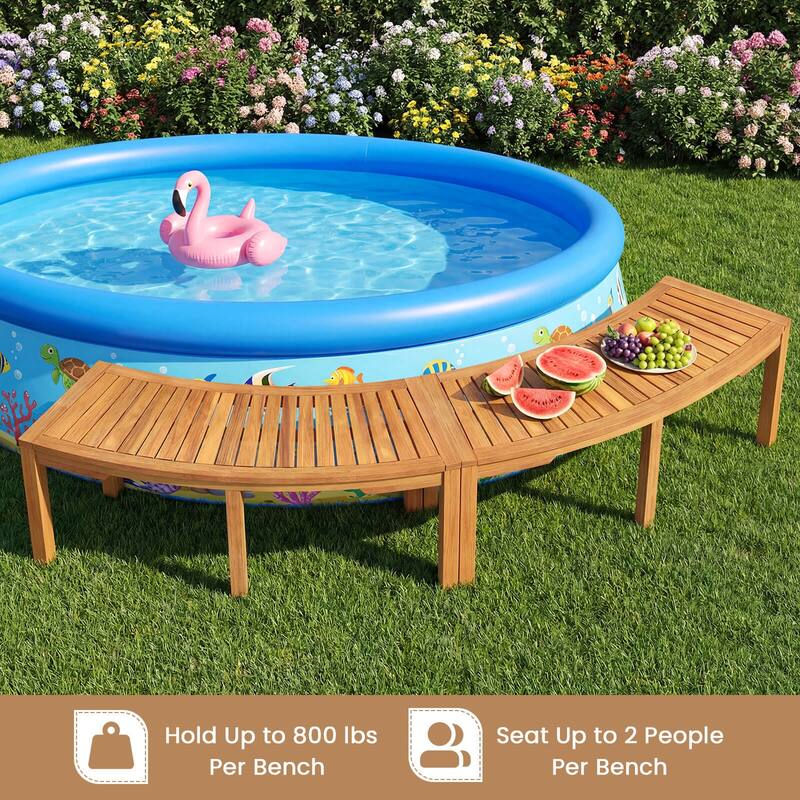 Costway 1/2/4 PCS Outdoor Curved Bench with Slatted Seat Wrap Around - See Details