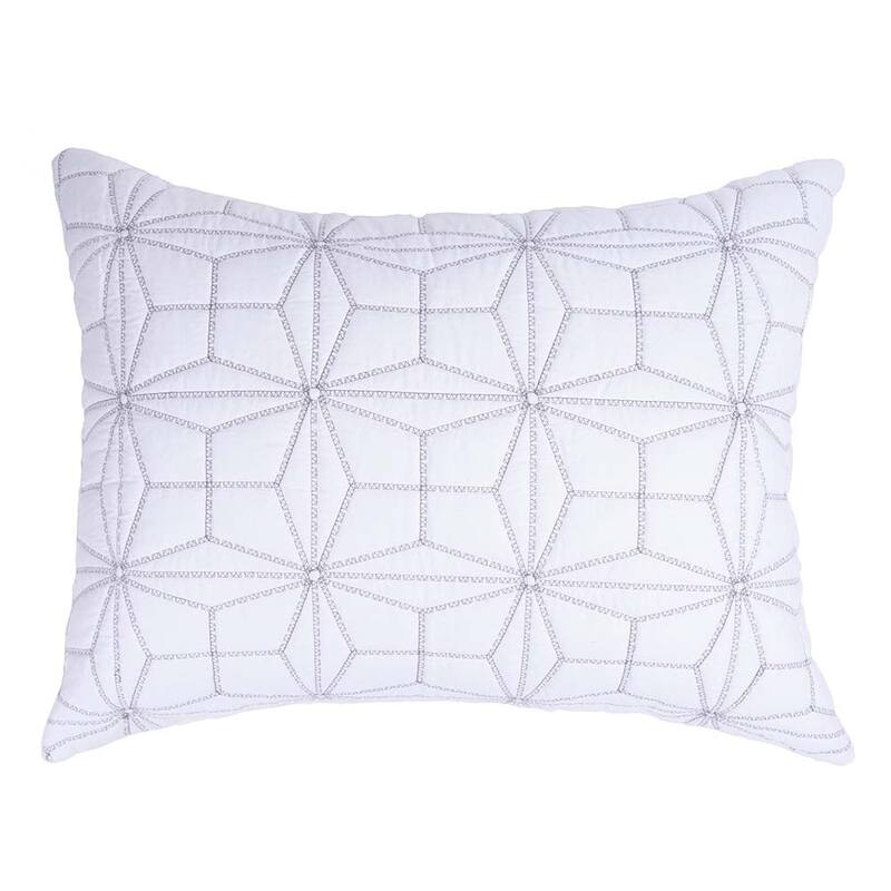 Victoria, Cotton/Sateen, White/Grey, Sham
