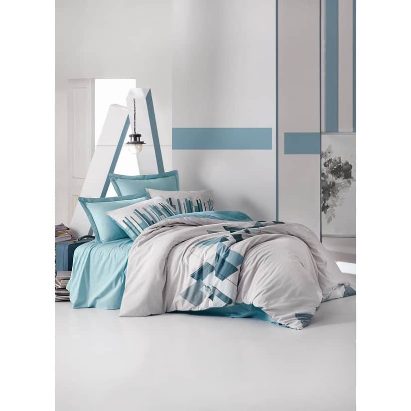 SUSSEXHOME Light Gray Cubes Full Size Duvet Cover Set,Hypoallergenic