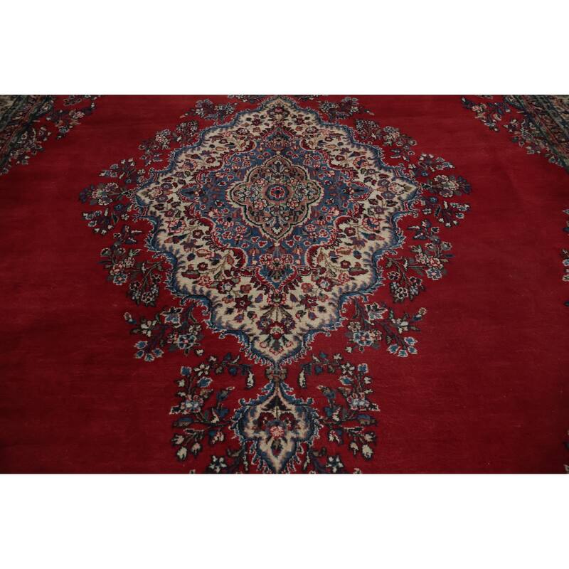 Hand Knotted Oriental 100% Wool Carpet Traditional Floral Red Shahbaft Area Rug - 17' 0'' X 11' 3''