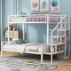 preview thumbnail 1 of 28, Metal Twin over Full Bunk Bed with Storage Staircase and Open Wardrobe for Home White