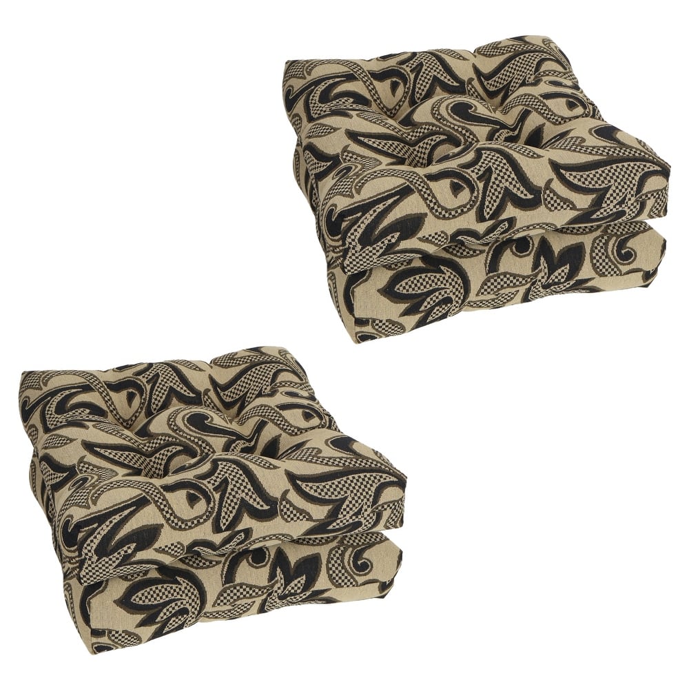 19-inch Square Tapestry Tufted Dining Chair Cushion (Multiple Patterns, Set of 1,2, or 4) - 19 x 19