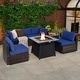 preview thumbnail 3 of 8, Costway 7 PCS Patio Furniture Set with 35" Propane Gas Fire Pit Table - See Details