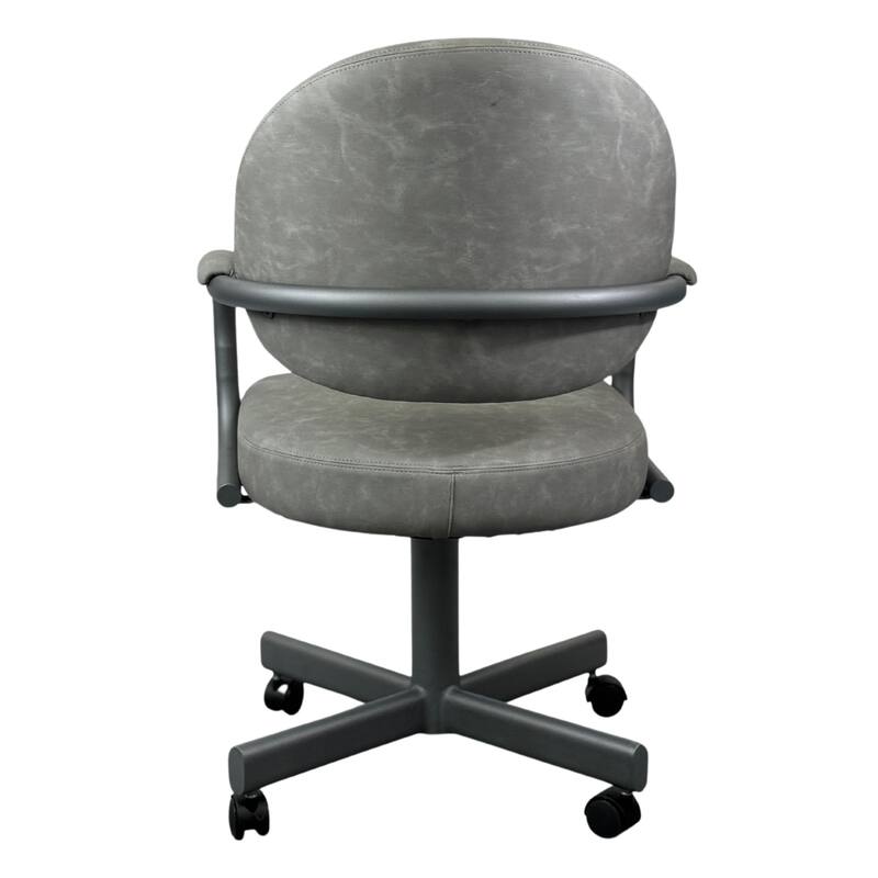 Tempo Furniture Dayton Caster Swivel & Tilt Dining Chair w/ Arms Armchair Flintrock Gray Powder Coat Finish & Gray Polyurethane