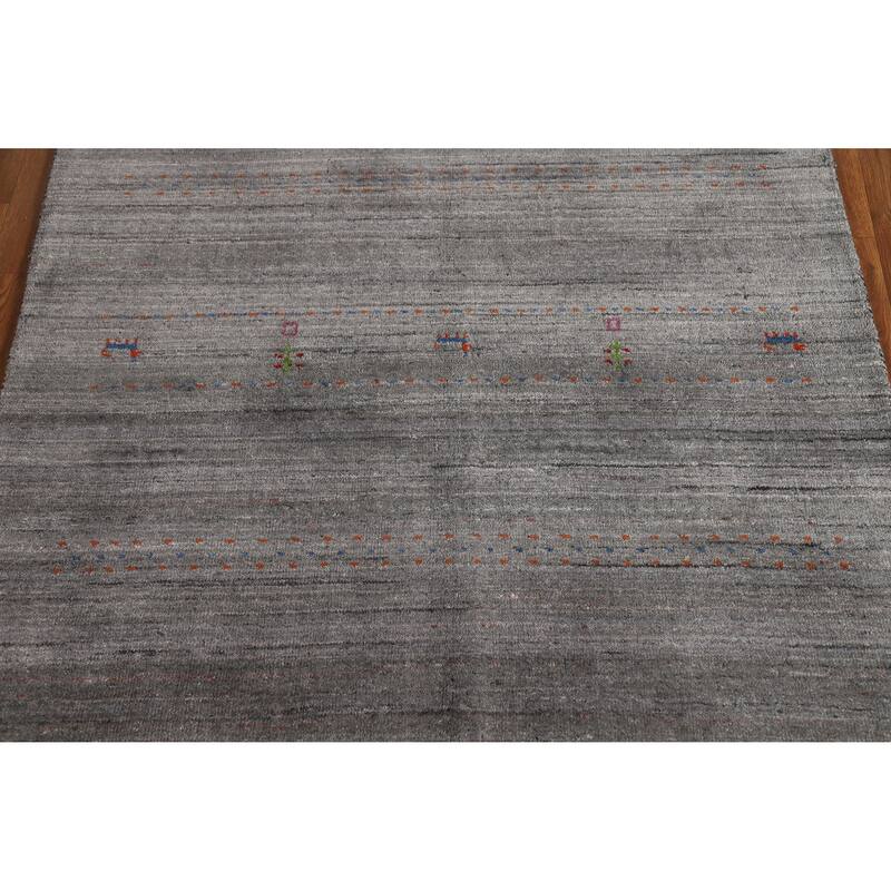 Hand Knotted Oriental 100% Wool Carpet Tribal Tribal Greys & Charcoal Gabbeh Area Rug - 5' 9'' X 4' 1''