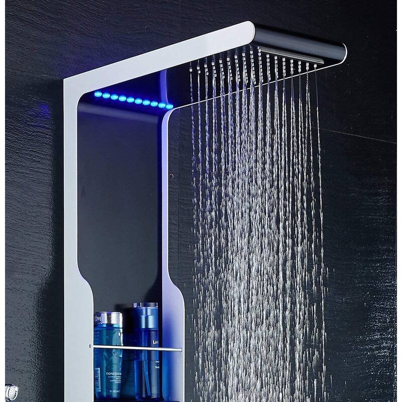 55 in. LED Shower Panel System and Bidet Sprayer in Black and Silver