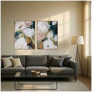 Kate and Laurel Sepia Florals III 2 Piece Framed Canvas Wall Art Set by ...