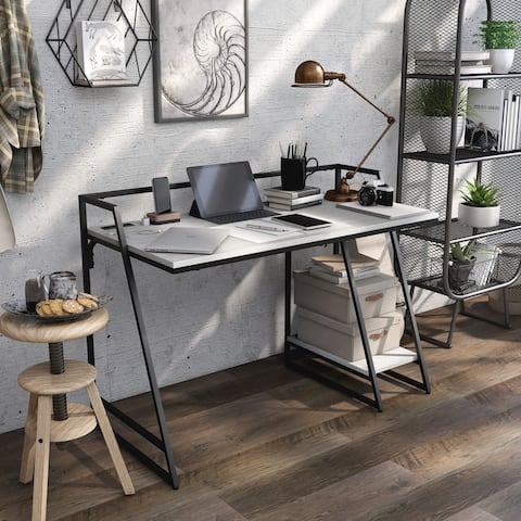 Furniture of America Meard Industrial 49-inch Computer Desk with USBs