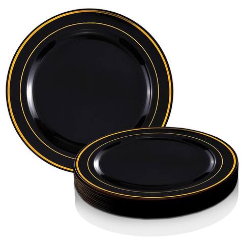 Shiny Round Edge Rim Disposable Plastic Plate Packs - Party Supplies