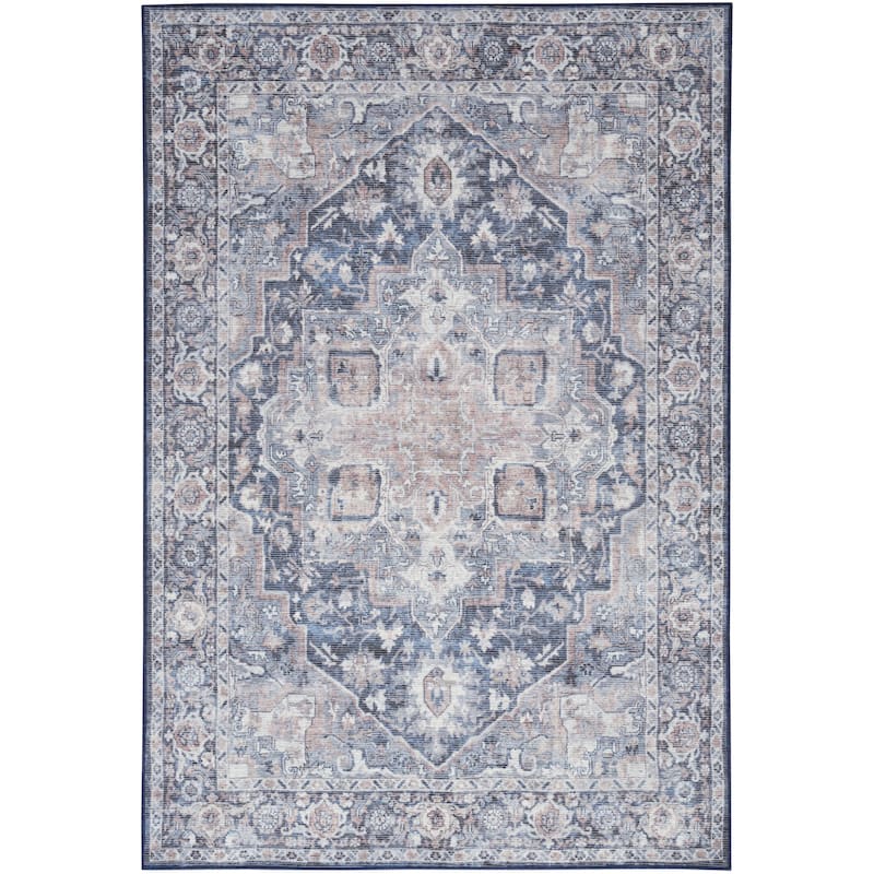 New Concept Washables Persian Boho Machine Washable Area Rug - 7' 10" x 9' 10" - Ivory/Navy