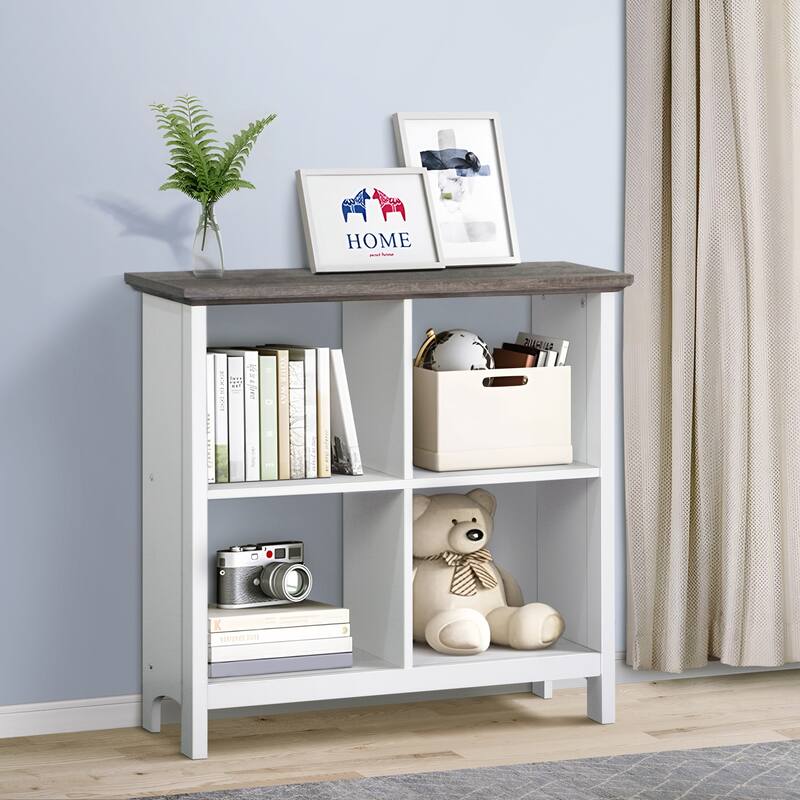 Saint Birch 4-Shelf Modern Wood Bookcase in Gray Oak/White - 30"H x 11.8"W x 31.5"D