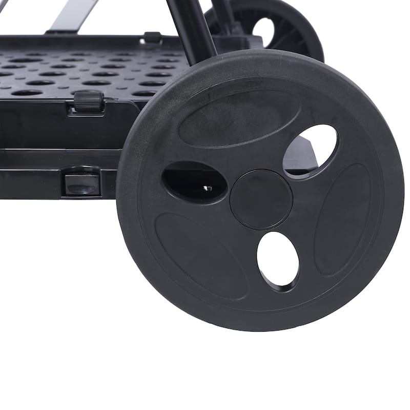 Collapsible 2-Tier Utility Shopping Cart,Multi-Use Baskets with Wheels