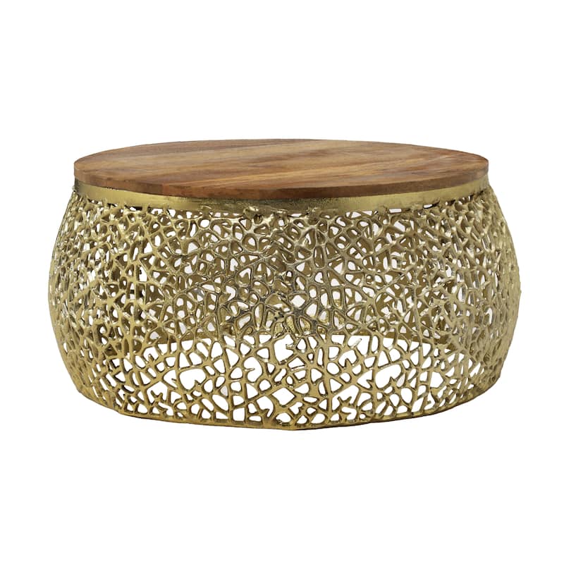 Christopher Knight Home - Inmax Round Aluminium Coffee Table with Mango Wood Top