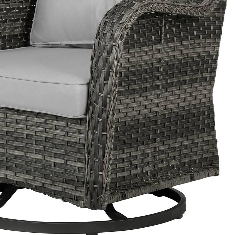 3 Pieces Patio Bistro Set Outdoor Swivel Rocking Chair with Side Table