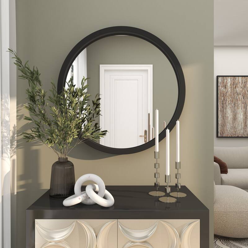 Black, White or Gold Wooden Room Wall Mirror with Thin Frame