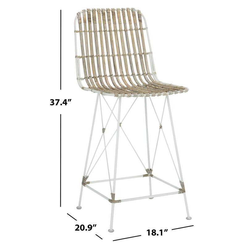 SAFAVIEH Shinako 37.5-inch Wicker Croco Brown Counter Stool (Set of 2) - 18.1" x 20.9" x 37.4" - 18Wx21Dx37H