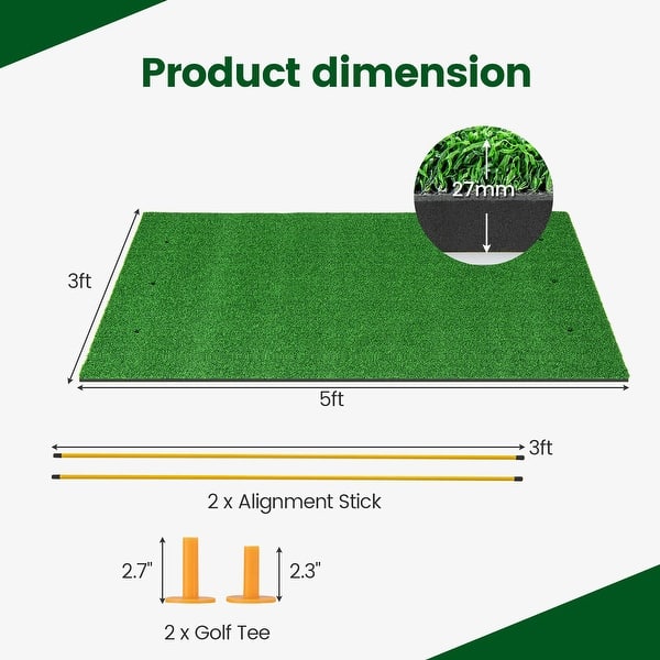 dimension image slide 5 of 6, 5 x 3 ft Artificial Turf Grass Practice Mat for Indoors and Outdoors