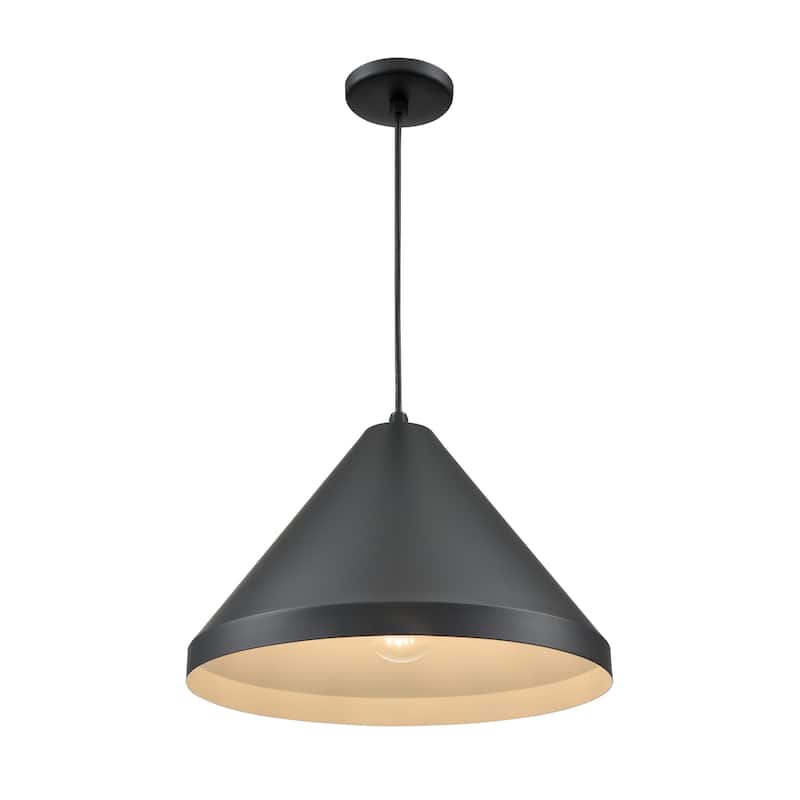 R Series 1-Light Cord Hung Cone Satin Black - Satin Black