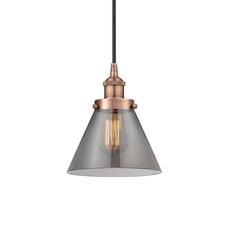 Innovations Lighting 616-1PH-10-8 Cone Pendant Cone 8" Wide Mini - Antique Copper / Plated Smoke