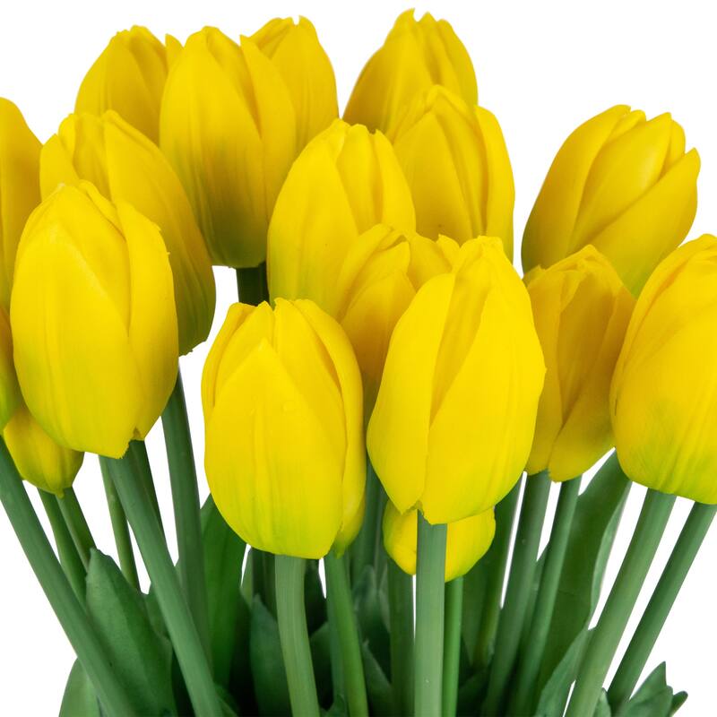 real touch™ yellow artificial tulip floral bundles set of 6 18"