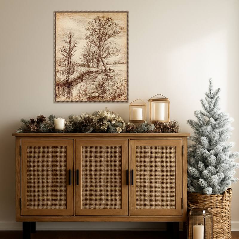 Forest View II by Melissa Wang (23 x 28 in.), Framed Canvas Wall Art Print - Sylvie Beaded Dark Gold