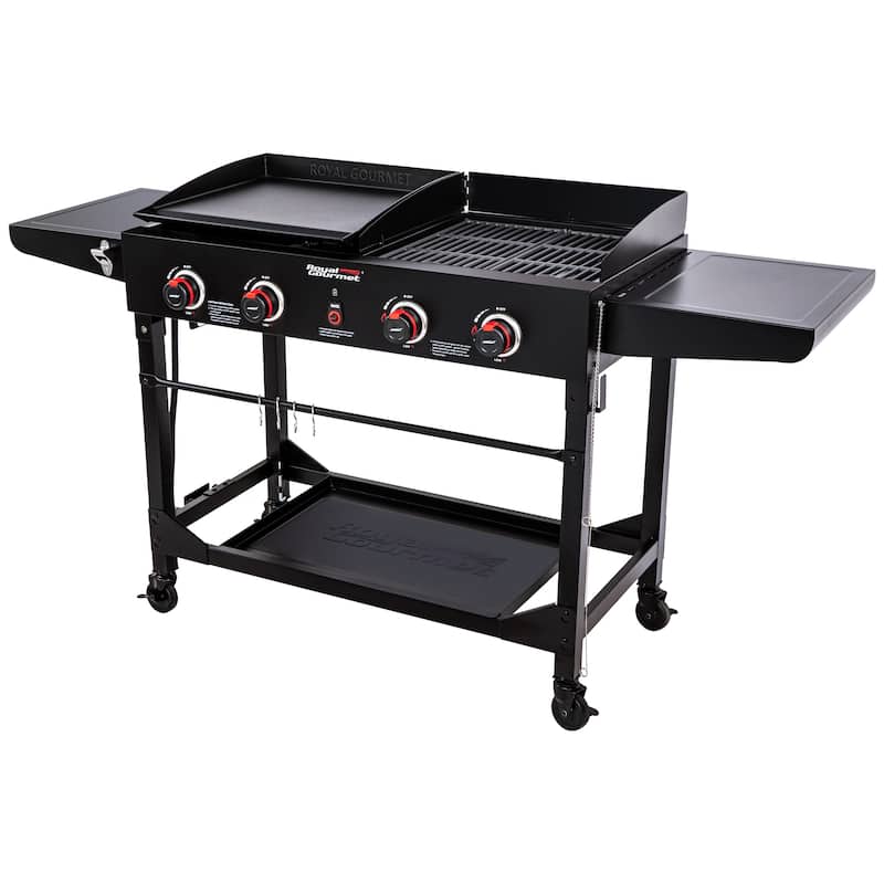 Royal Gourmet 4-Burner Gas Grill and Griddle Combo with Folding Legs