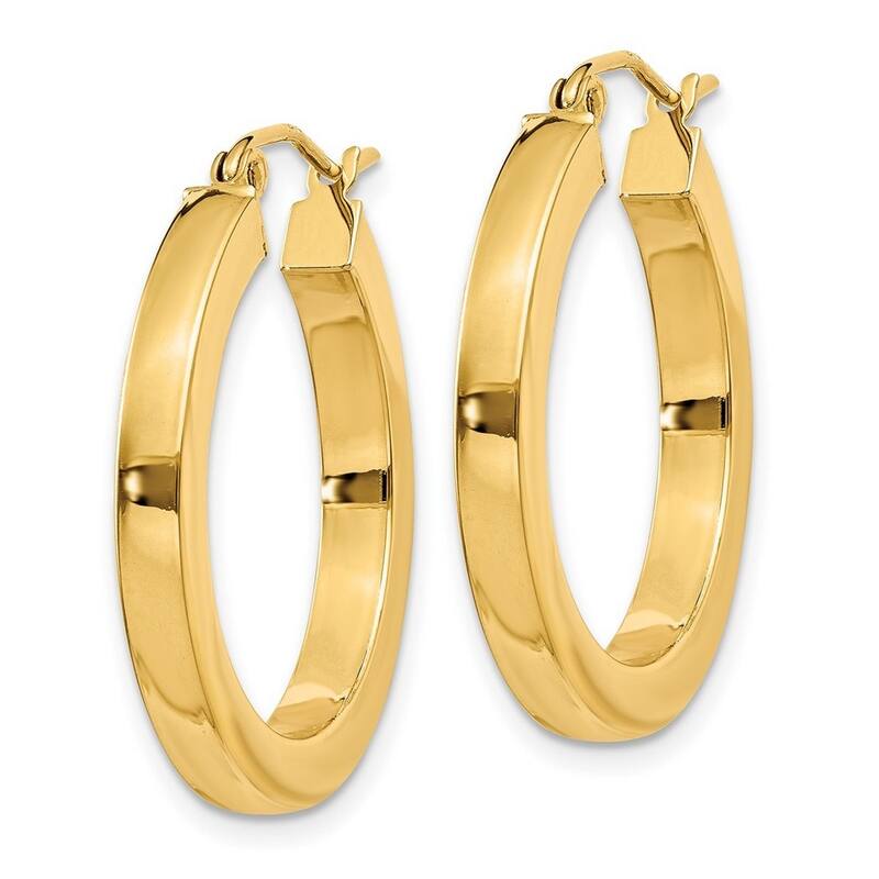 Curata 14k Yellow Gold 3x25mm Polished Square Hoop Earrings