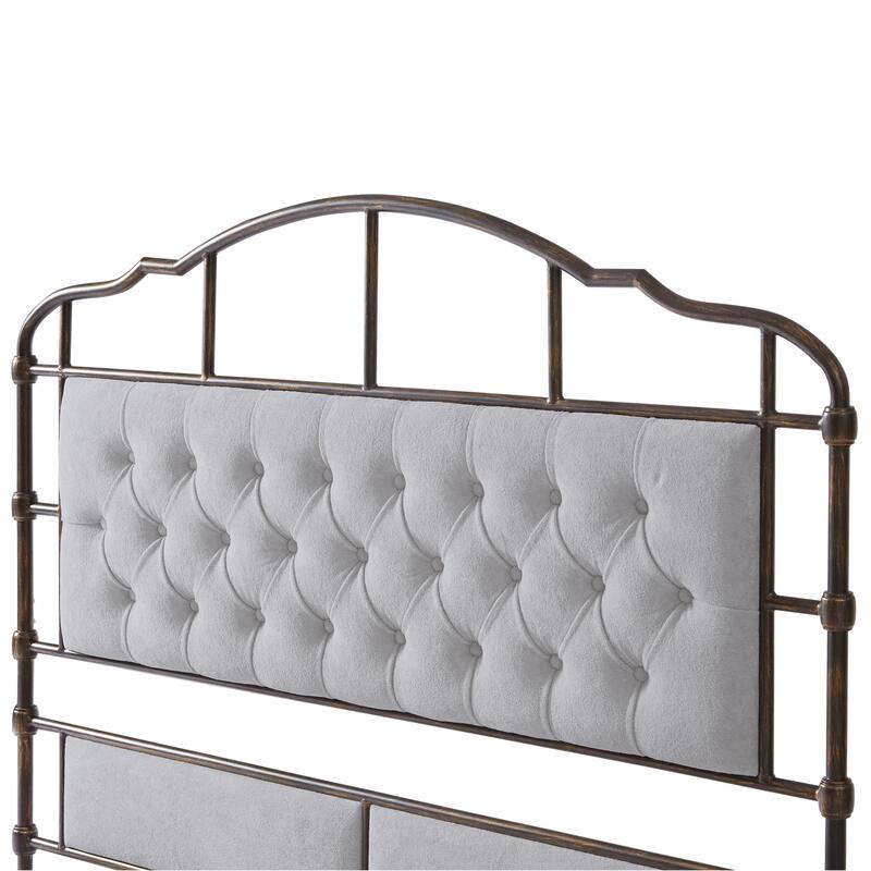 Queen Size Metal Bed with Soft Headboard