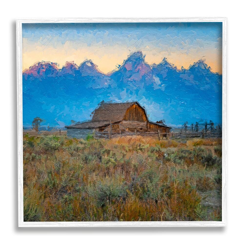 Stupell Countryside Farm Pasture Barn Bold Blue Sunset Framed Wall Art