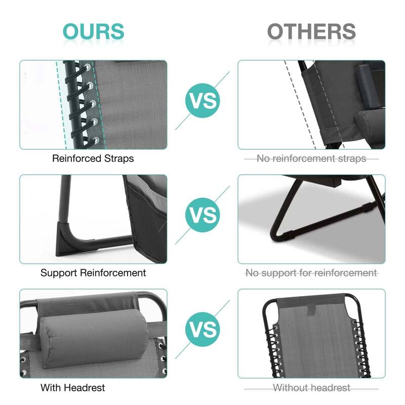 Folding Chaise Lounge Pool Chair Set of 2, Patio Sun Tanning Chair, Outdoor Lounge Chair with 4-Position Reclining Back