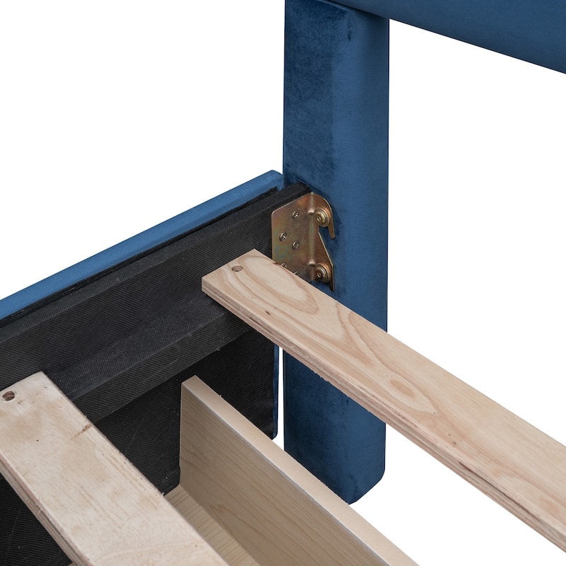 Upholstered Platform Bed Queen Size Velvet Fabric Storage Bedframe with 4 Drawers, Headboard & Footboard, No Box Spring Needed