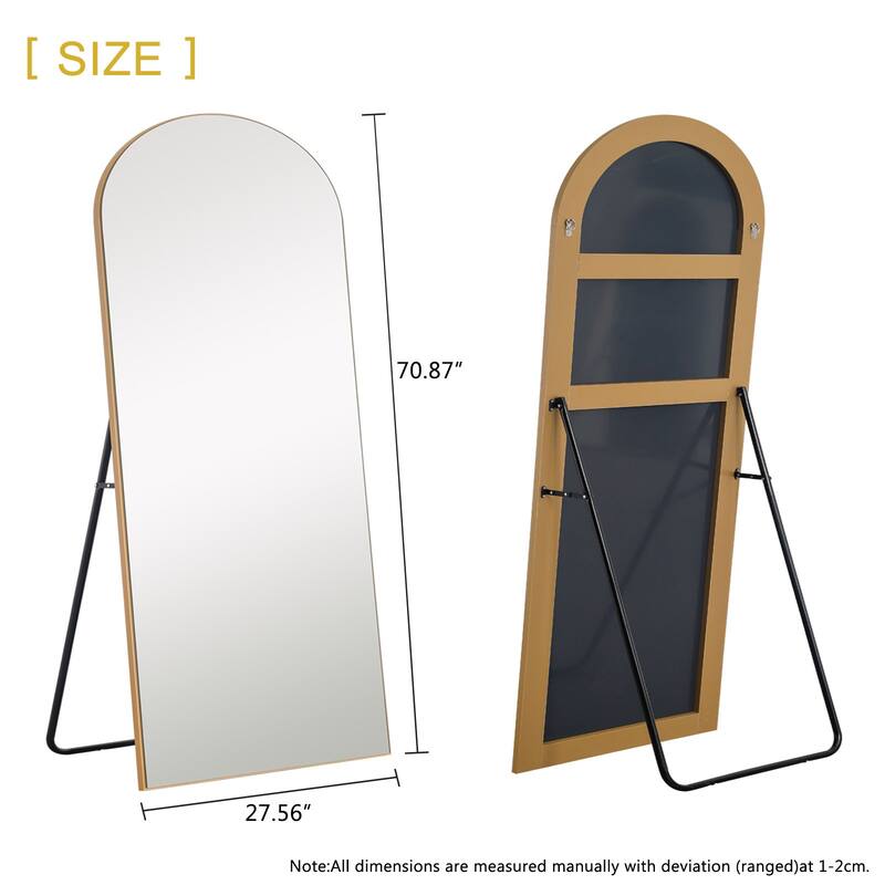 Petite Arched Wooden Mirror - 27.56" W x 1.18" D x 70.87" H