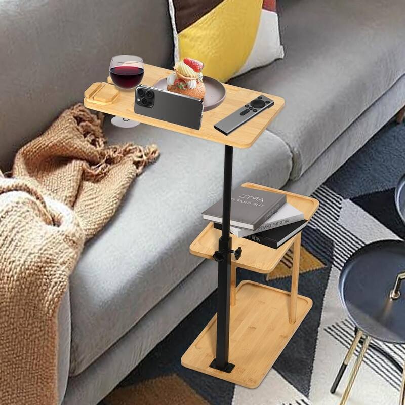 3 Layer C-Shaped End Table for Couch Arm - 35.5"L x 15.7"W x 76.5"H