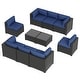 preview thumbnail 69 of 179, AOXUN Fire Pit Conversation Set Rattan Sofa Set Outdoor Furniture With Cushions