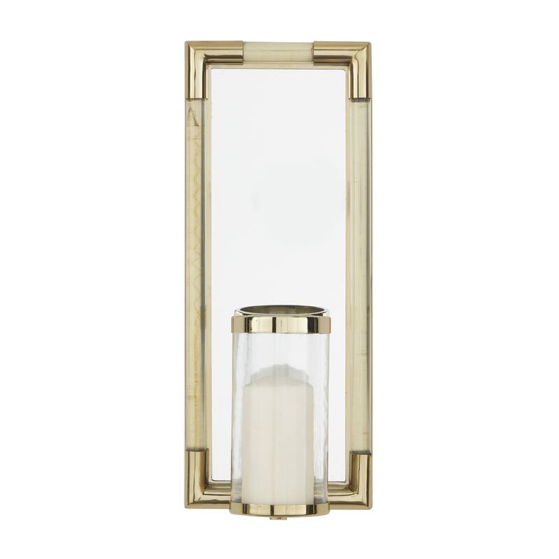 Stainless Steel Metal Geometric Pillar Wall Sconce with Mirror Backing - Silver - Roche River Decor