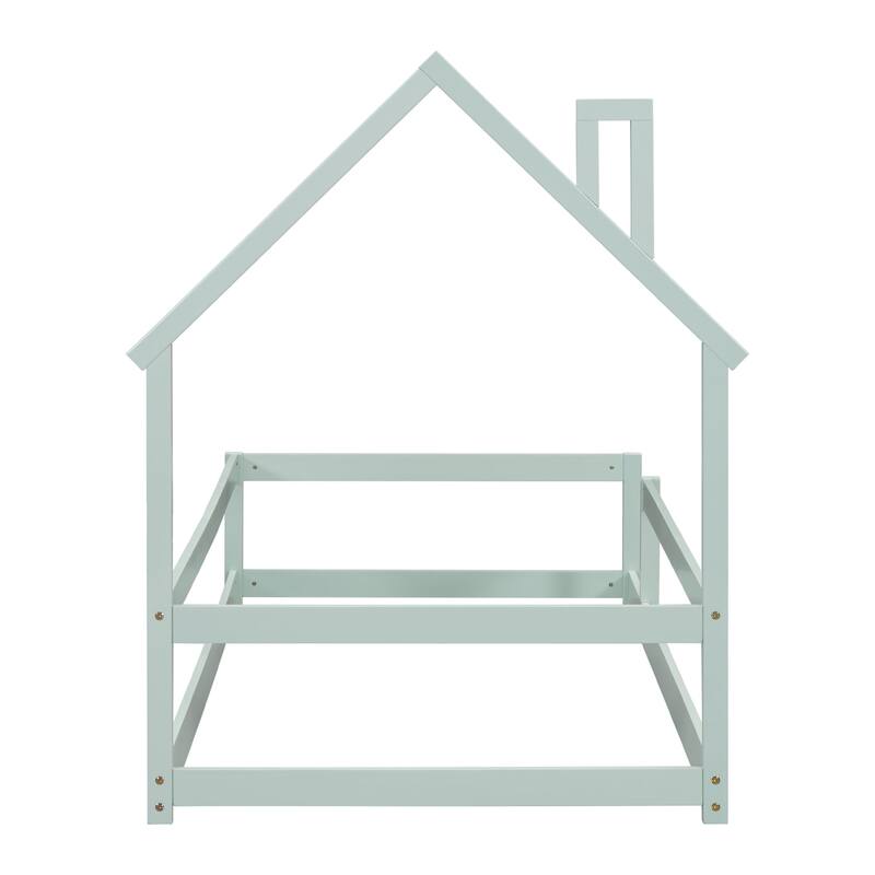 Twin Size Wood bed with House-shaped Headboard