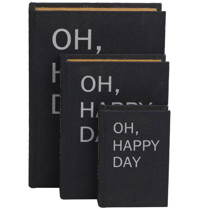 Faux Leather or Linen Fabric Book Storage Box - Set of 3 White, Beige, Black, Red or Light Gray - Roche River Decor