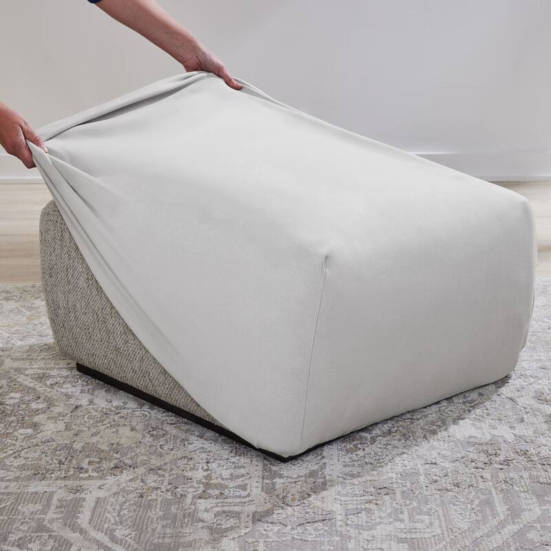 SureFit Stretch Suede Square Ottoman Slipcover with Elastic Bottom