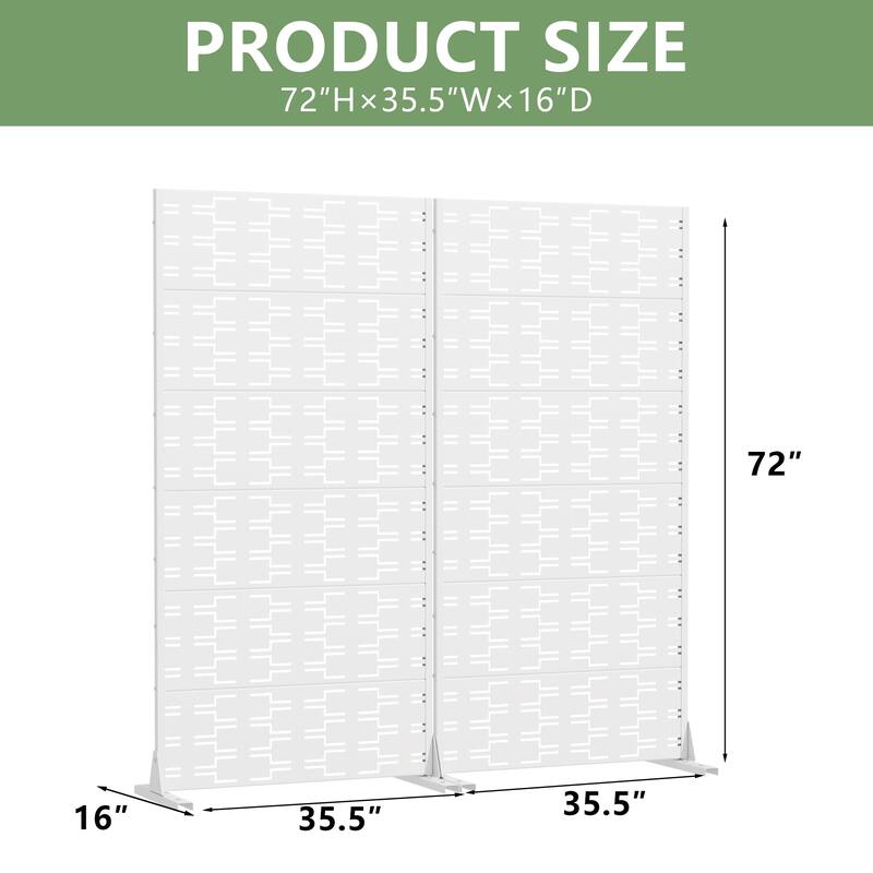 Outdoor Privacy Screen Metal Screen Fence Panel Set of 2