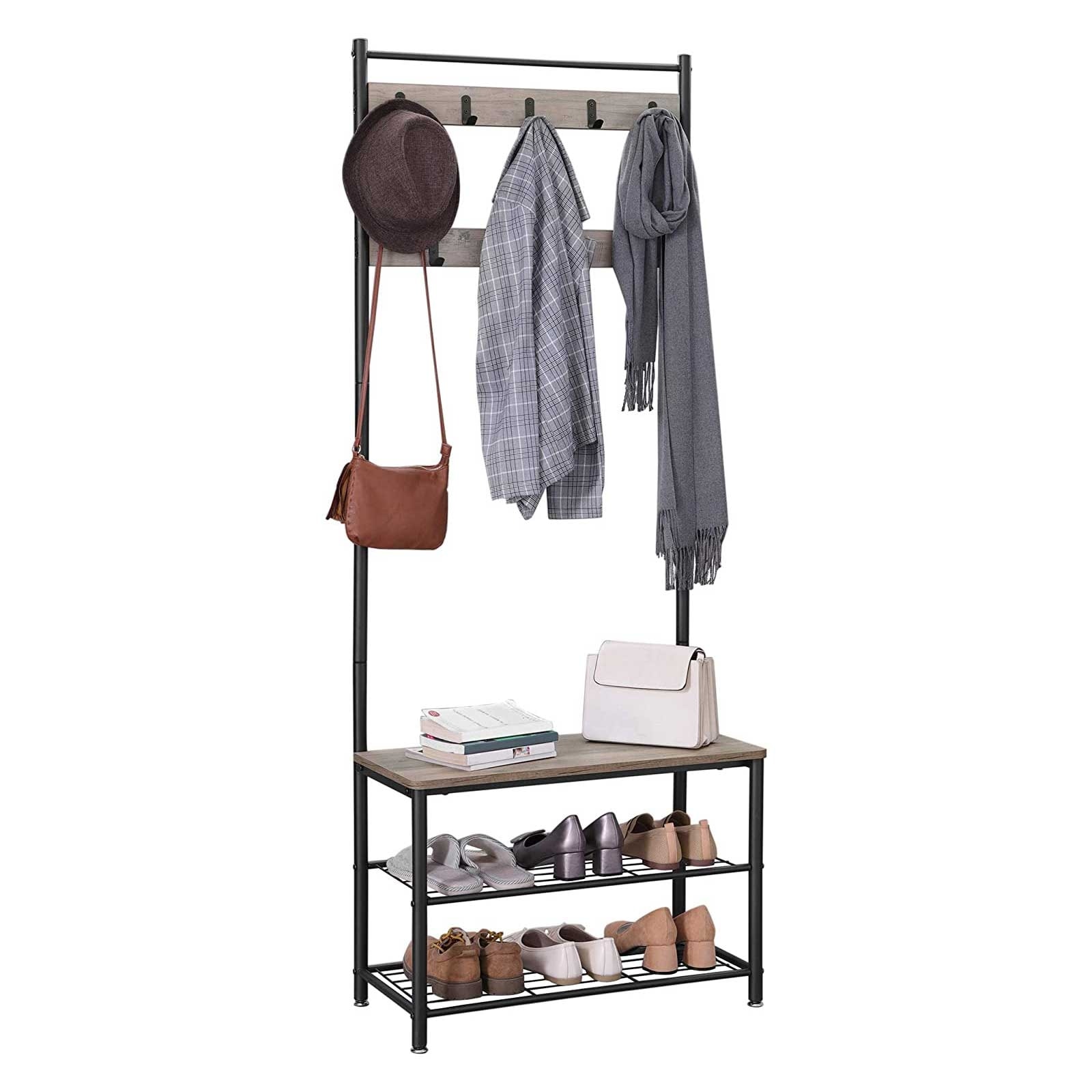 Vasagle coat rack shoe bench hall tree with storage shelf for entryway online