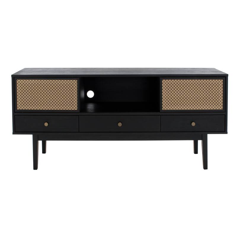SAFAVIEH Home Ceu 59-inch 3 Drawer 1 Shelf Media Stand. - 59Wx15Dx26H - Black.