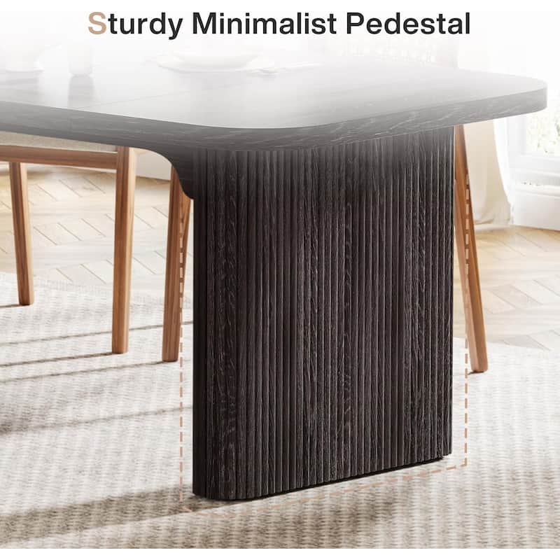 62-Inch Wood Dining Table for 4-6 People Modern Rectangular Kitchen Table for Dining Room Living Room